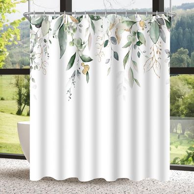 Duschvorhang 200x200 cm Goldene Blätter, Anti-Schimmel, Textil, Wasserabweisend