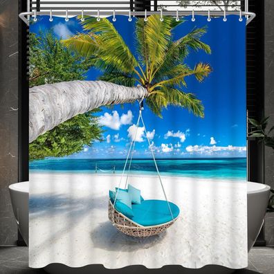 Duschvorhang Strandmuster 180x200cm Antischimmel, Wasserabweisend