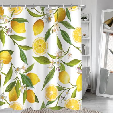 Duschvorhang 150x200cm Zitrone Blatt Wasserabweisend Polyester Badezimmer