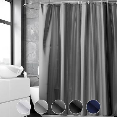 Duschvorhang 240x200cm Anti-Schimmel Badvorhang PVC Textil Dunkelgrau