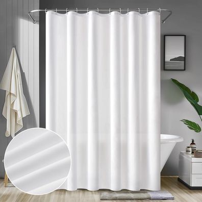 MIULEE Duschvorhang 180x180cm Weiß Wasserdicht Anti-schimmel Textil pflegeleicht