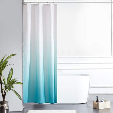 Furlinic Polyester Duschvorhang Eck Badewanne Wasserdicht 90x180 Weiß Aquamarin