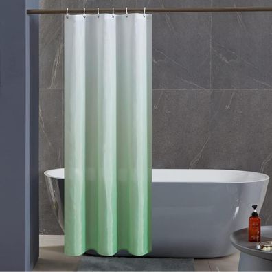Schmaler Duschvorhang Polyester Wasserabweisend 90x180 Weiß Grüne Akzente