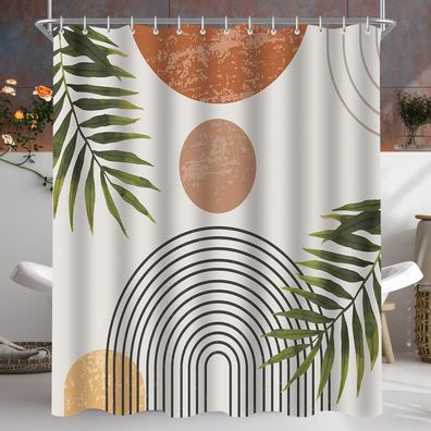 Duschvorhang Blätter Linie 180x200cm Wasserabweisend Polyester Textil 12 Ösen