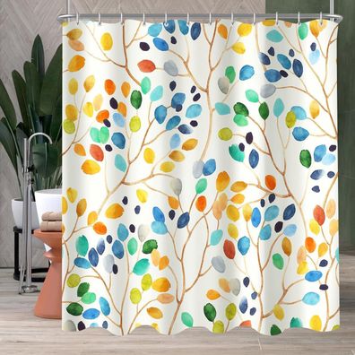 Duschvorhang 180x160cm Bunter Baum Polyester Stoff für Badezimmer