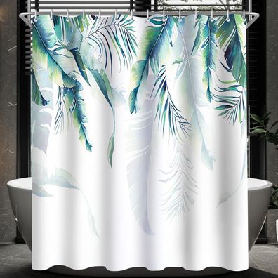 Duschvorhang 120x200 cm Grün Blätter Pflanze Polyester Textil Waschbar 1er Pack