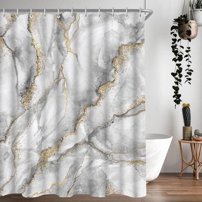 Duschvorhang 180x200cm Marmor Polyester Antischimmel Ösen Badezimmer