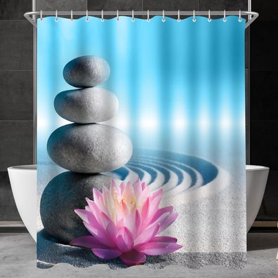 Duschvorhang 180x160cm Kieswüste Antischimmel Polyester Stoff wasserabweisend