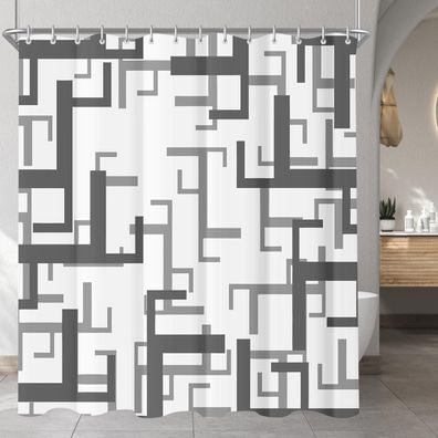 Duschvorhang 240x200 cm Block Antischimmel Textil wasserabweisend waschbar