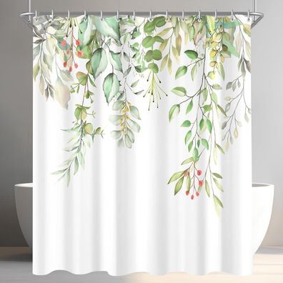 Duschvorhang 180x200cm Klare Blätter Antischimmel Wasserabweisend Polyester