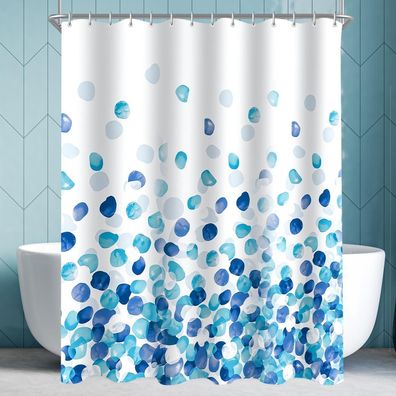 Duschvorhang Blaue Blütenblätter 240x200cm Wasserabweisend Polyester inkl. 16