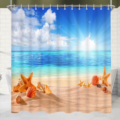 Duschvorhang Sea Blue 150x200cm beschwerter Saum Textil wasserabweisend