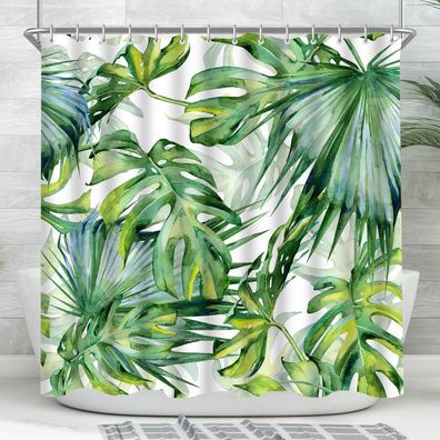 Duschvorhang Grün Blätter Pflanze 100x200cm Wasserdicht Polyester Badevorhang
