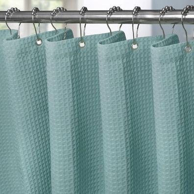 Waffel Duschvorhang Metall Duschvorhangringe Textil Badewannenvorhang 182 x