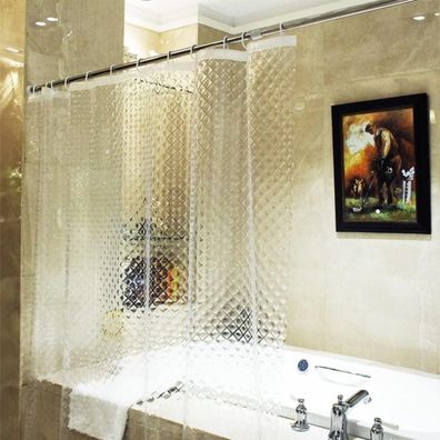 Ecooe 3D Rhombus Transparenter Duschvorhang 240x200cm Anti-Schimmel Eva-Material