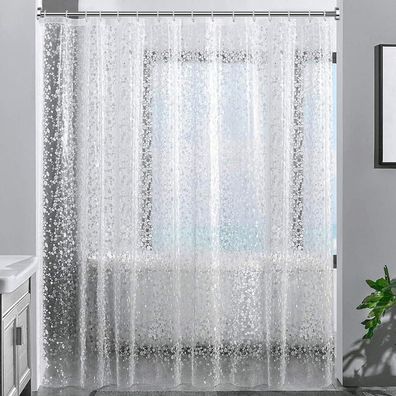 Duschvorhang 3D Steinmuster Transparent 240x200cm EVA Wasserdicht Anti Schimmel
