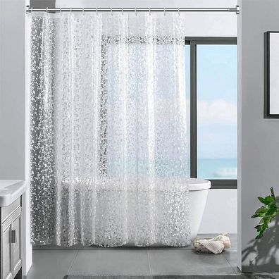 Ecooe 3D Steinmuster Duschvorhang Transparent 180x180cm Eva Wasserdicht
