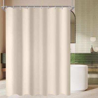 Duschvorhang 170x180 cm Beige Antischimmel Wasserabweisend Polyester Stoff