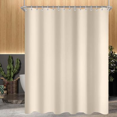 Duschvorhang Beige 240x180cm Antischimmel Textil Wasserabweisend Polyester