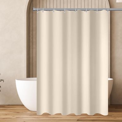 Duschvorhang Beige 90x90cm Polyester Wasserabweisend Schimmel Textil 6 Ringe