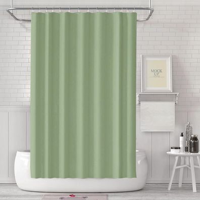 Duschvorhang 180x180 cm Grün Wasserdicht Anti-schimmel Waschbar PEVA mit 12