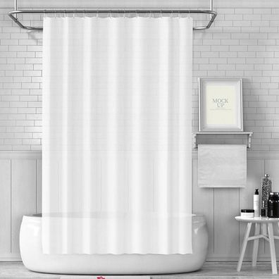 Duschvorhang 180x180 cm Weiß Anti-schimmel Wasserdicht Waschbar PEVA mit 12