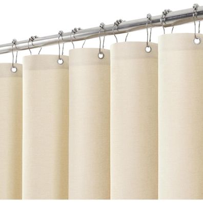 Leinen Duschvorhang Metallringe Anti Schimmel wasserdicht 182x214cm Beige