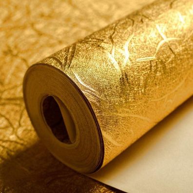 Luxuriöse Goldfolie Tapete 0,53m x 9.25m Wanddekoration Hotels Bar Goldrolle