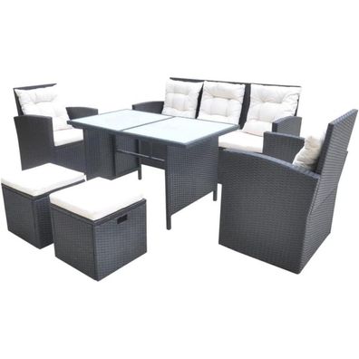 vidaXL Poly Rattan Gartenmöbel Set 6-TLG. Sitzgruppe wasserdicht mit Tisch