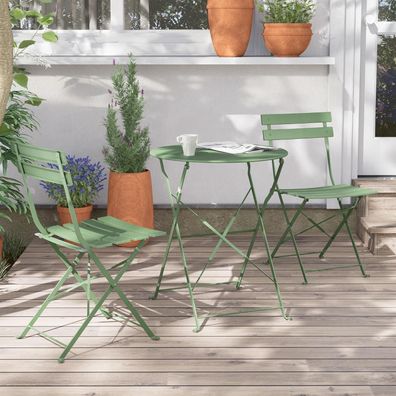 Grand patio Bistro Set 3tlg. Premium Stahl Klappbar Gartenmöbel Grün