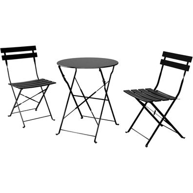 Grand patio Bistro Set 3 Stück Premium Stahl Klappbar Schwarz