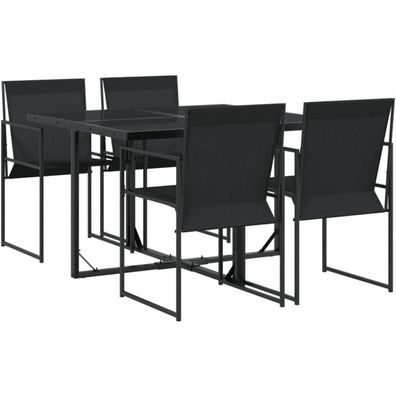 Garten Essgruppe 5-TLG. Set Tisch 4 Stühle Schwarz Textilene