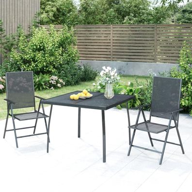 Capwee Garten Essgruppe 4 Personen Stühle & Tisch Set Verstellbar Stahl-5-tlg