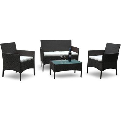 Yakimz Polyrattan Sitzgruppe 7tlg. Gartenmöbel Set Sitzpolster Tisch