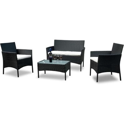 Polyrattan Gartenmöbel Set 7-teilig inkl. Sitzpolster Tisch Braun