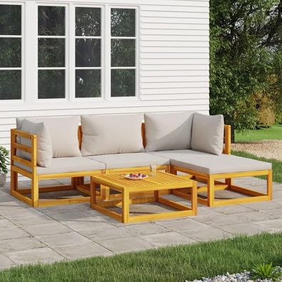 Gartenmöbel Set Holz Lounge Sofa Tisch Outdoor Balkon Sitzgarnitur Kissen 5tlg