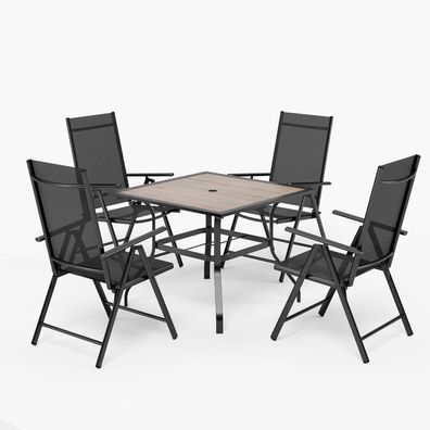 Phivilla 4 + 1 Gartenmöbel Sitzgruppe Tisch Stühle Aluminium 6X verstellbar 7-fach