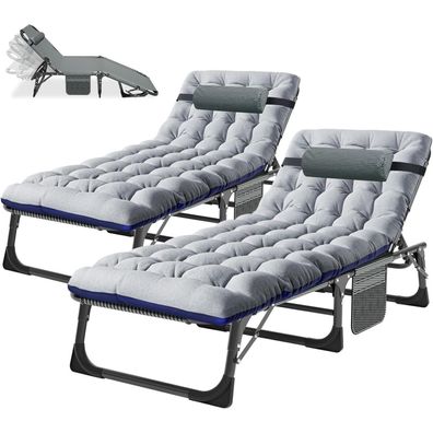 Ryuhic Sonnenliege 2er Set Klappbar Matratze 150kg Belastbar Gartenliege Strand