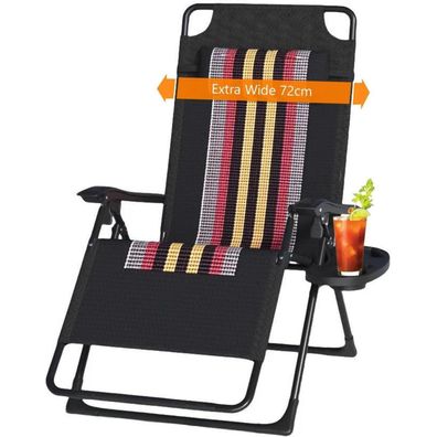 Klappbare Sonnenliege Garten Balkon Liegestuhl Terrasse Getränkehalter Blau