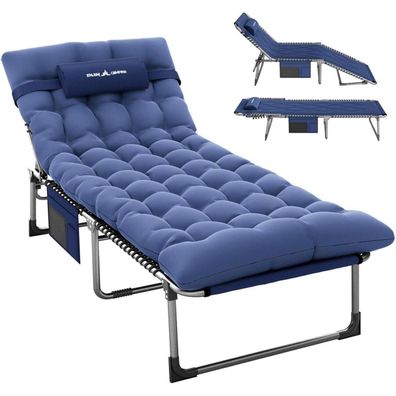 Klappbare Gartenliege mit Auflage und verstellbarer Rückenlehne, Navy