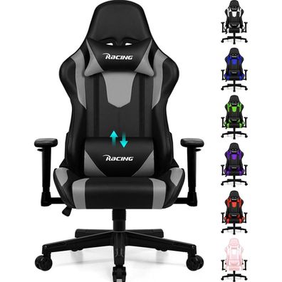 Homimaster Gaming Stuhl Bürostuhl Ergonomisch Lendenkissen Kopfkissen Armlehnen