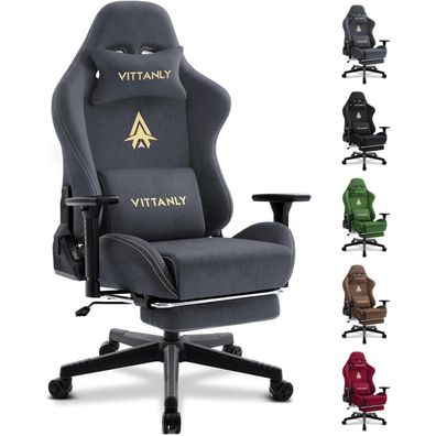 Gaming Stuhl Vittanly Atmungsaktive Wildlederimitat Bürostuhl Grau