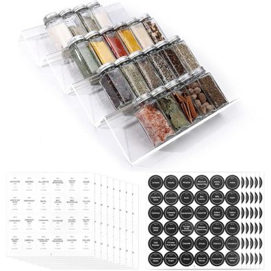Viymgit Gewürzregal Schublade Organizer 28 Gläser 348 Etiketten 4-stöckiges