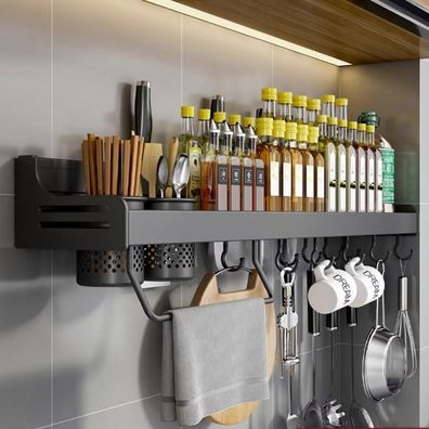 Coitrozr Gewürzregal Wand ohne Bohren 40cm Schwarz