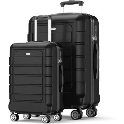 Showkoo Kofferset 2tlg Hartschale Leicht ABS+PC TSA Schloss 4 Rollen M XL Blau