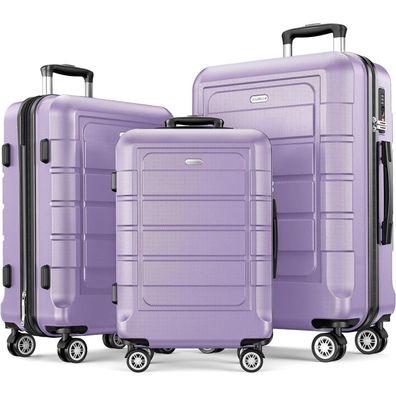 Showkoo 3tlg Hartschale Leicht PC+ABS Kofferset TSA Schloss 4 Rollen Lavendel