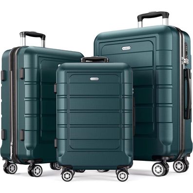 Showkoo Kofferset 3tlg Hartschale Leicht ABS+PC TSA Schloss 4 Rollen Schwarz