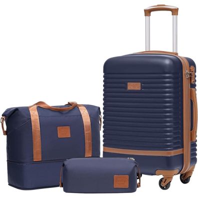 Coolife Koffer Set ABS Hartschalen-Trolley 4 Rollen TSA-Schloss Handgepäck-Set