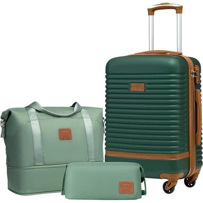 Coolife Koffer Trolley Handgepäck 3tlg ABS Hartschale 4 Rollen TSA