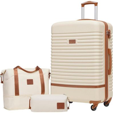 Coolife Koffer Trolley 4 Rollen TSA-Schloss ABS Hartschale 3tlg Set